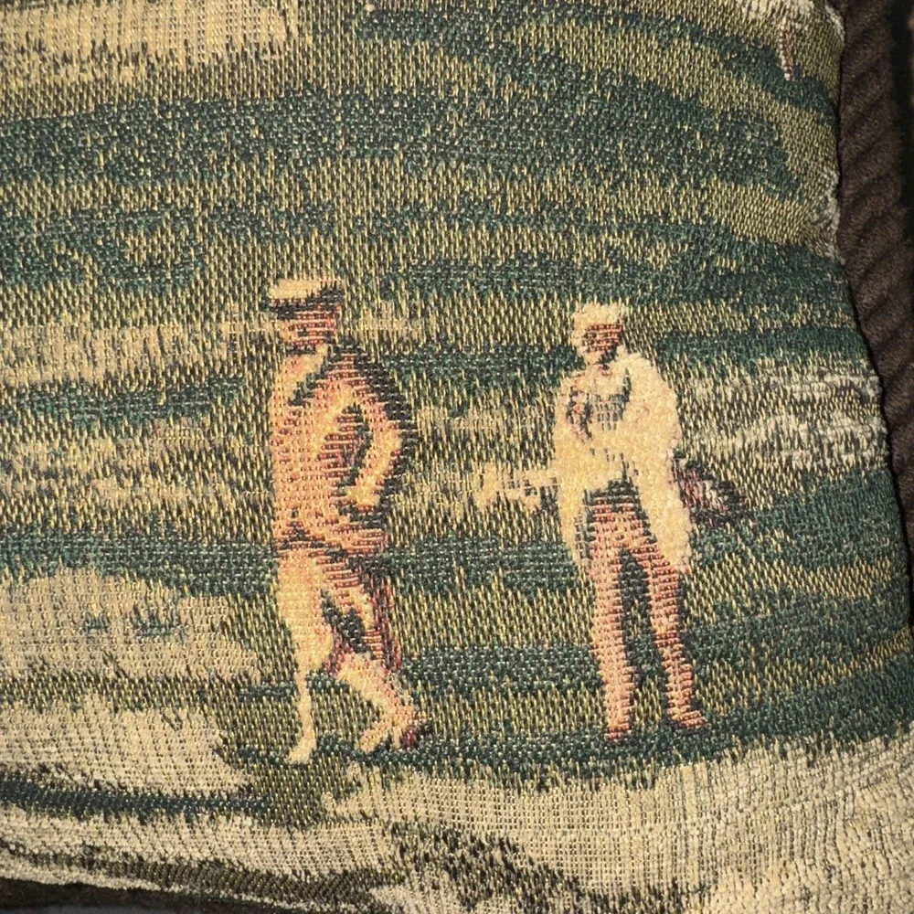 Vtg Ashford Court Jacquard Corded Golf At The Estate Accent Pillow 16 X 16